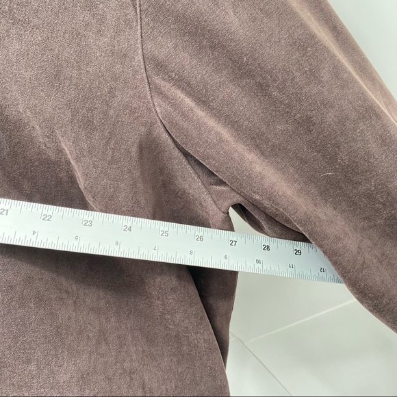 Talbots Brown Faux Suede Stretch Button Down Top 3X - Picture 6 of 7
